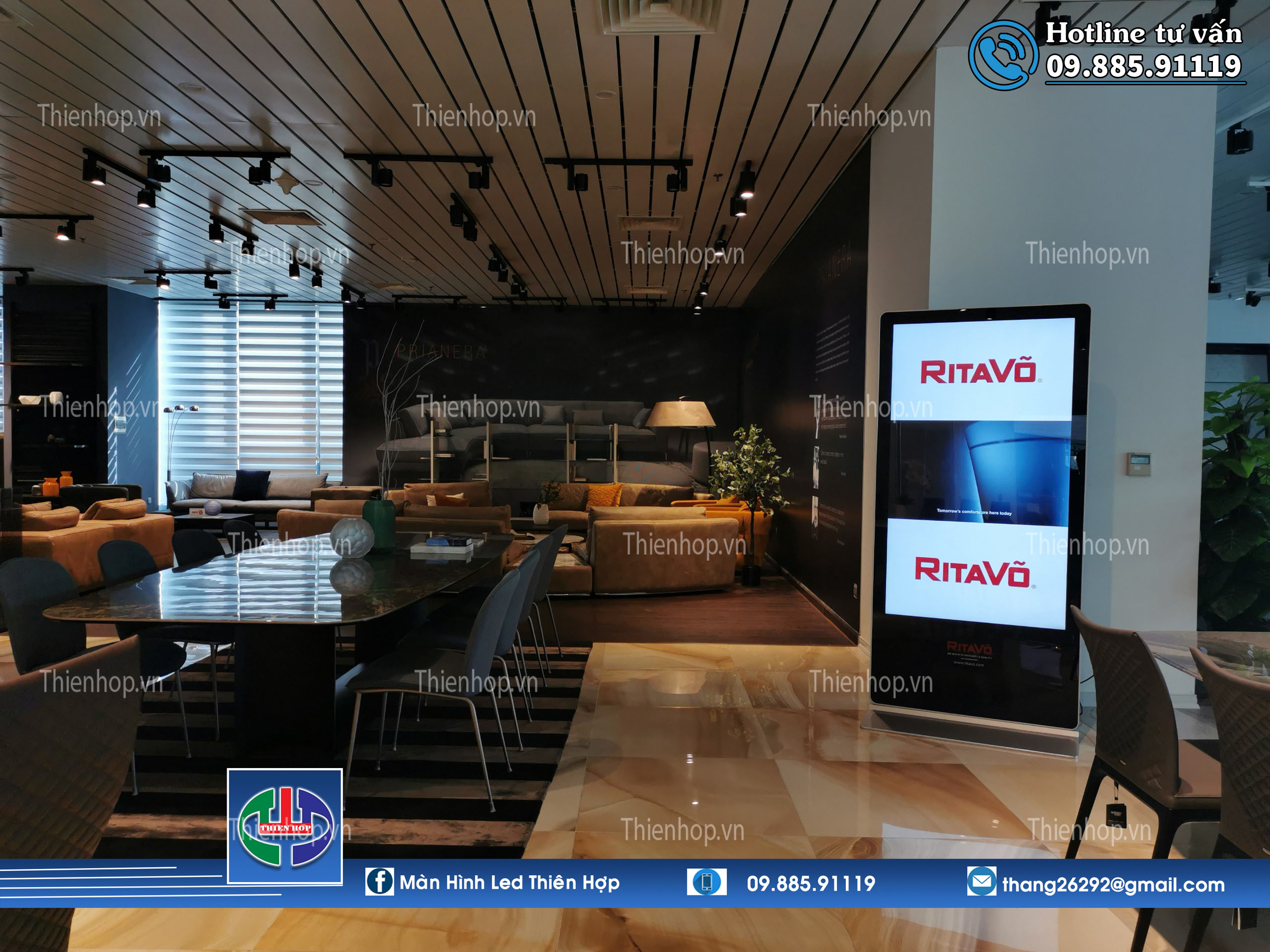 màn hình quảng cáo LCD 65 inch chân đứng